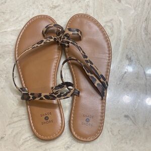 Shade & Shore Animal Print Brown Sandals